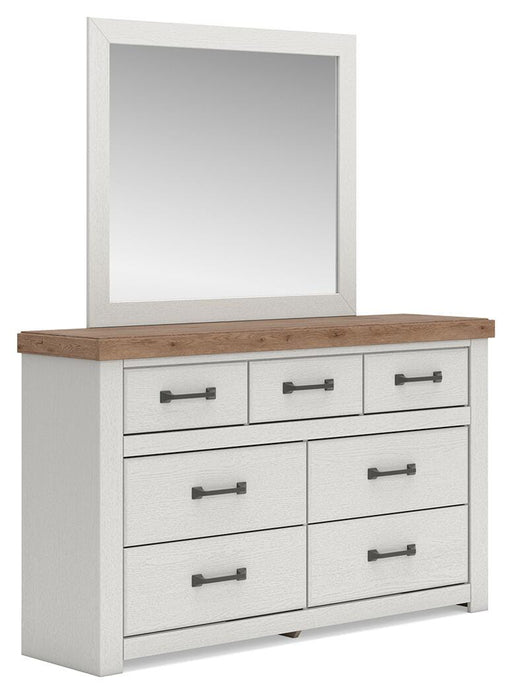 Benchcraft White/Brown Dresser and Mirror