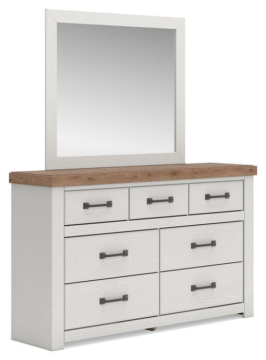 Benchcraft White/Brown Dresser and Mirror