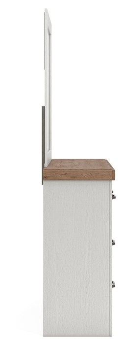 Benchcraft White/Brown Dresser and Mirror