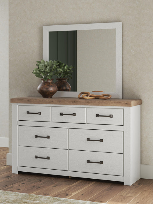 Benchcraft White/Brown Dresser and Mirror