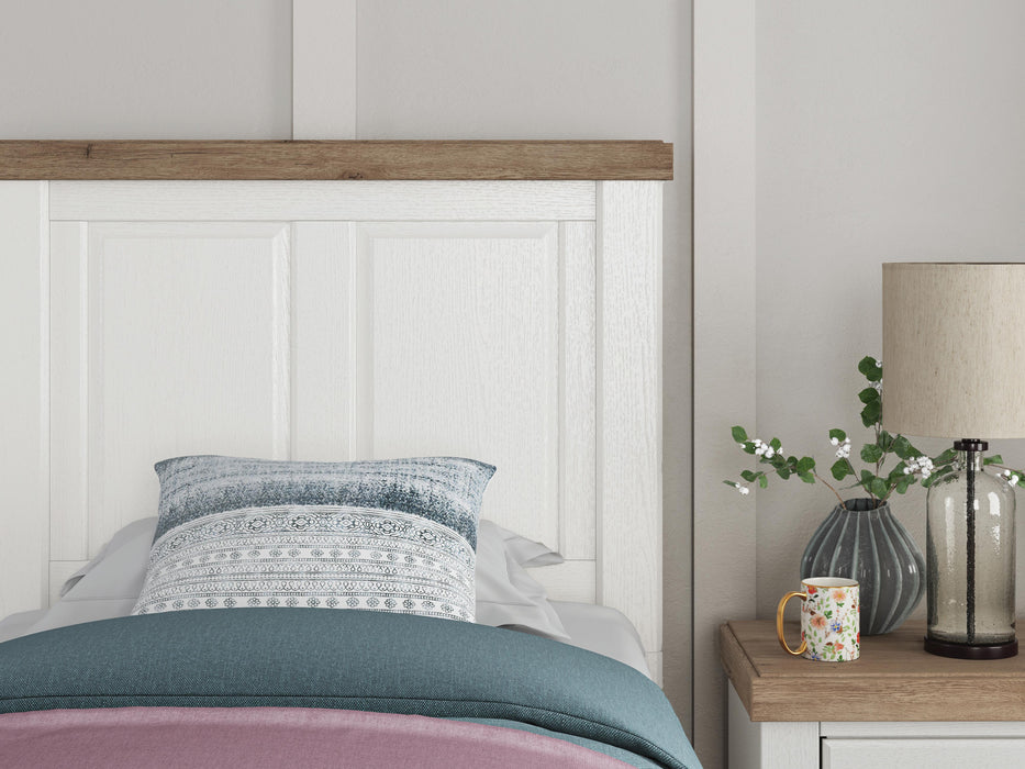 Benchcraft White/Brown Twin Panel Bed with Storage