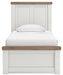 Benchcraft White/Brown Twin Panel Bed with Storage