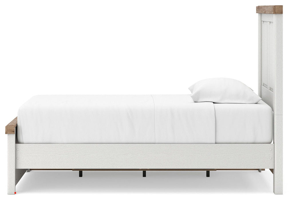 Benchcraft White/Brown Twin Panel Bed with Storage