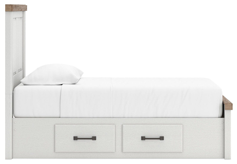 Benchcraft White/Brown Twin Panel Bed with Storage