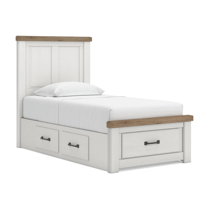Benchcraft White/Brown Twin Panel Storage Bed