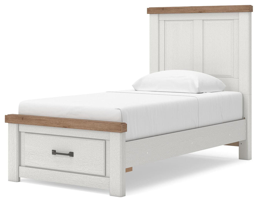 Benchcraft White/Brown Twin Panel Storage Bed