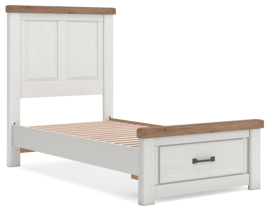 Benchcraft White/Brown Twin Panel Storage Bed