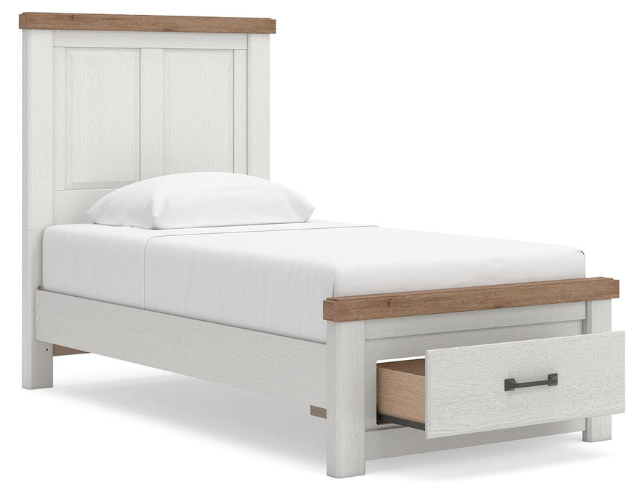Benchcraft White/Brown Twin Panel Storage Bed