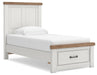 Benchcraft White/Brown Twin Panel Storage Bed