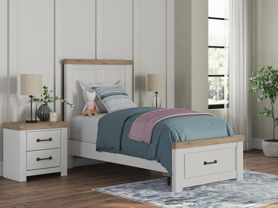 Benchcraft White/Brown Twin Panel Storage Bed