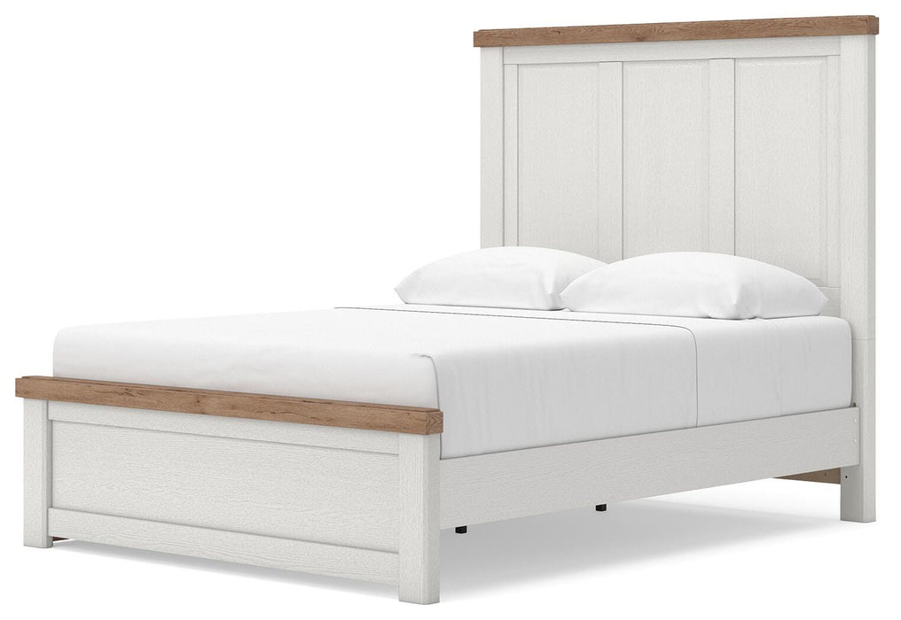 Benchcraft White/Brown Queen Panel Bed with Storage