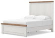 Benchcraft White/Brown Queen Panel Bed with Storage