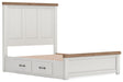 Benchcraft White/Brown Queen Panel Bed with Storage