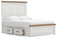 Benchcraft White/Brown Queen Panel Bed with Storage