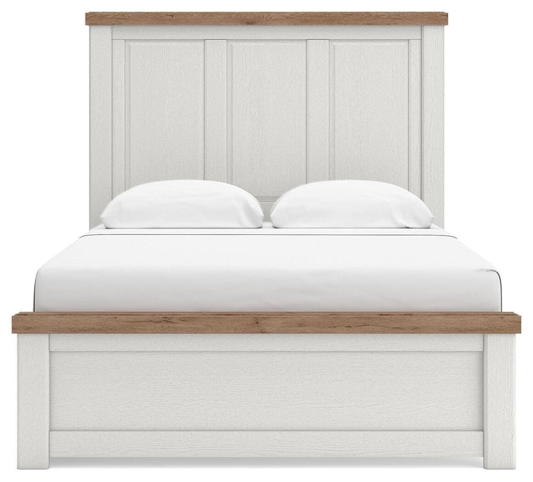 Benchcraft White/Brown Queen Panel Bed with Storage