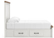 Benchcraft White/Brown Queen Panel Bed with Storage