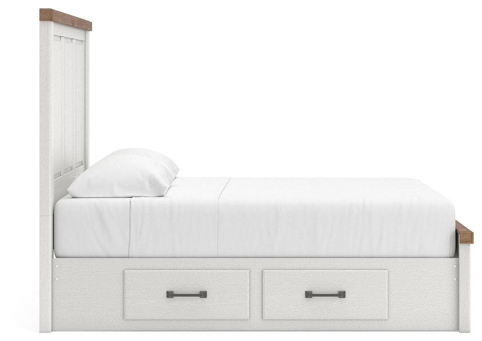 Benchcraft White/Brown Queen Panel Bed with Storage