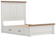 Benchcraft White/Brown Queen Panel Bed with Storage