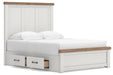 Benchcraft White/Brown Queen Panel Bed with Storage