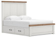 Benchcraft White/Brown Queen Panel Bed with Storage