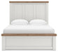 Benchcraft White/Brown Queen Panel Bed with Storage