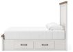 Benchcraft White/Brown Queen Panel Bed with Storage