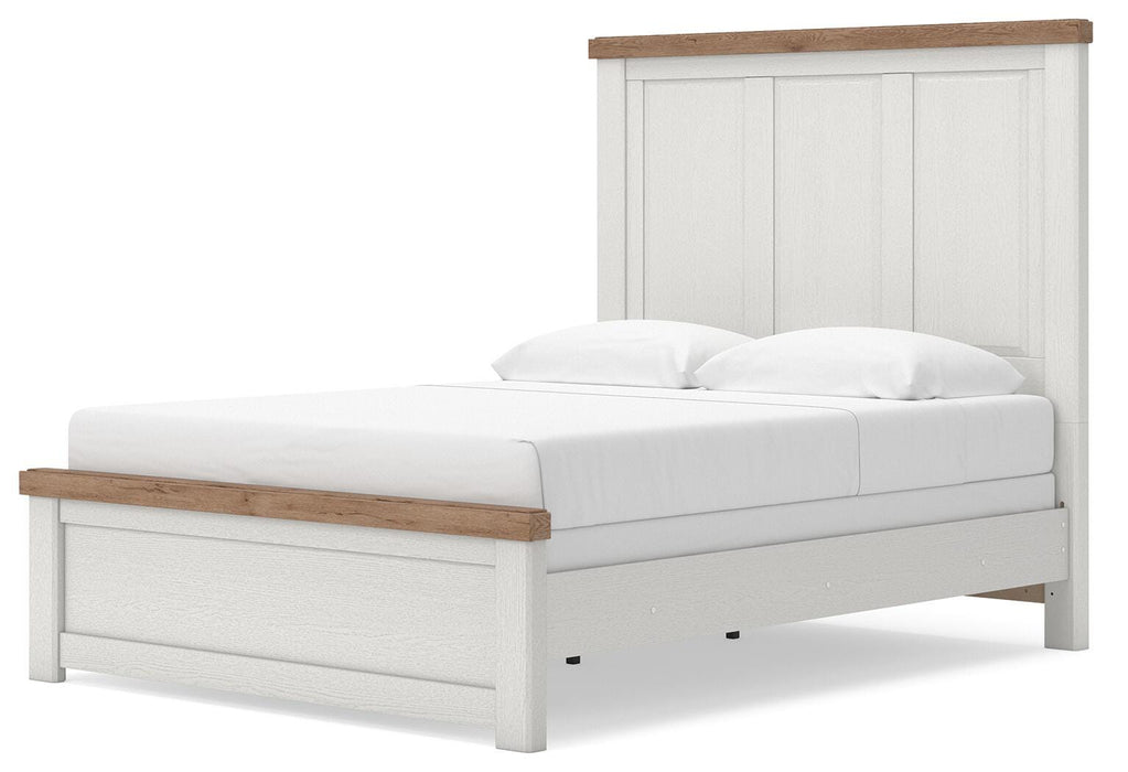 Benchcraft White/Brown Queen Panel Bed