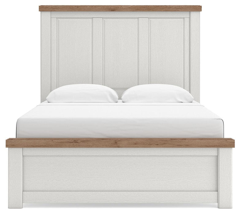 Benchcraft White/Brown Queen Panel Bed
