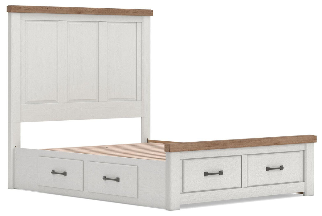 Benchcraft White/Brown Queen Panel Storage Bed