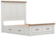 Benchcraft White/Brown Queen Panel Storage Bed