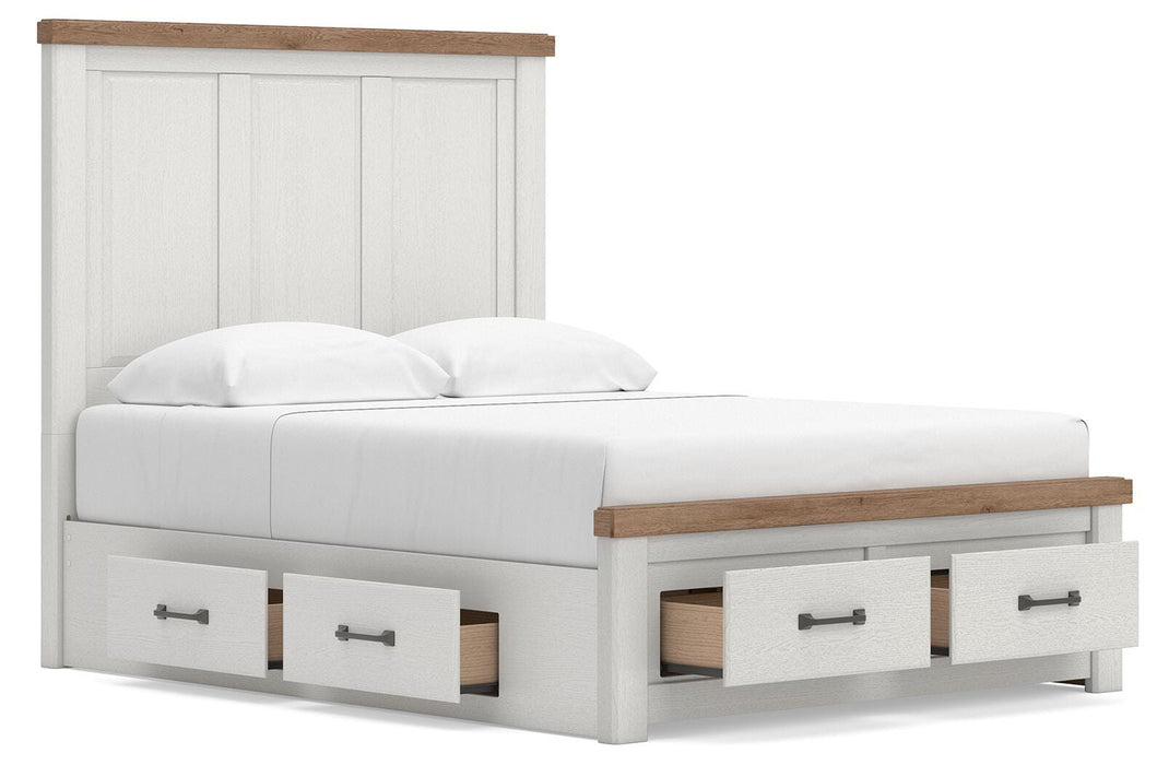 Benchcraft White/Brown Queen Panel Storage Bed