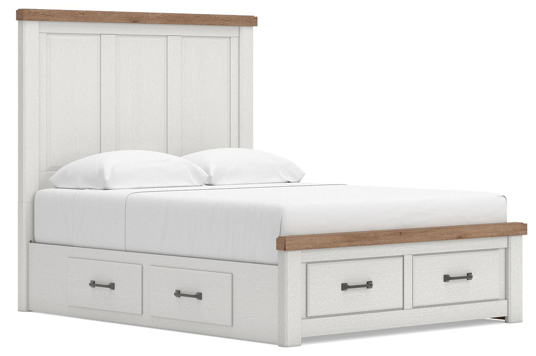 Benchcraft White/Brown Queen Panel Storage Bed