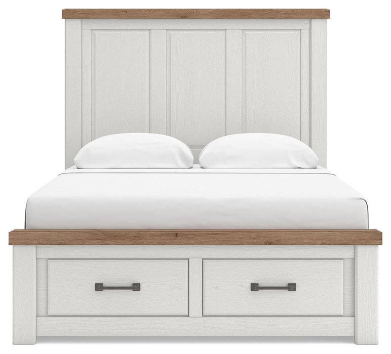Benchcraft White/Brown Queen Panel Storage Bed