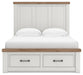 Benchcraft White/Brown Queen Panel Storage Bed
