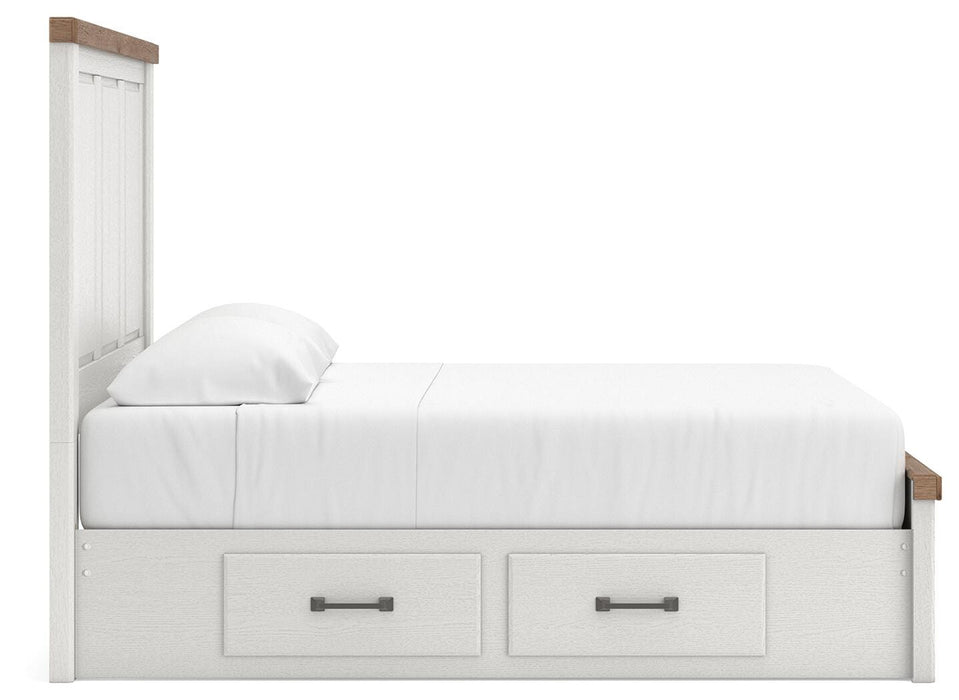 Benchcraft White/Brown Queen Panel Storage Bed