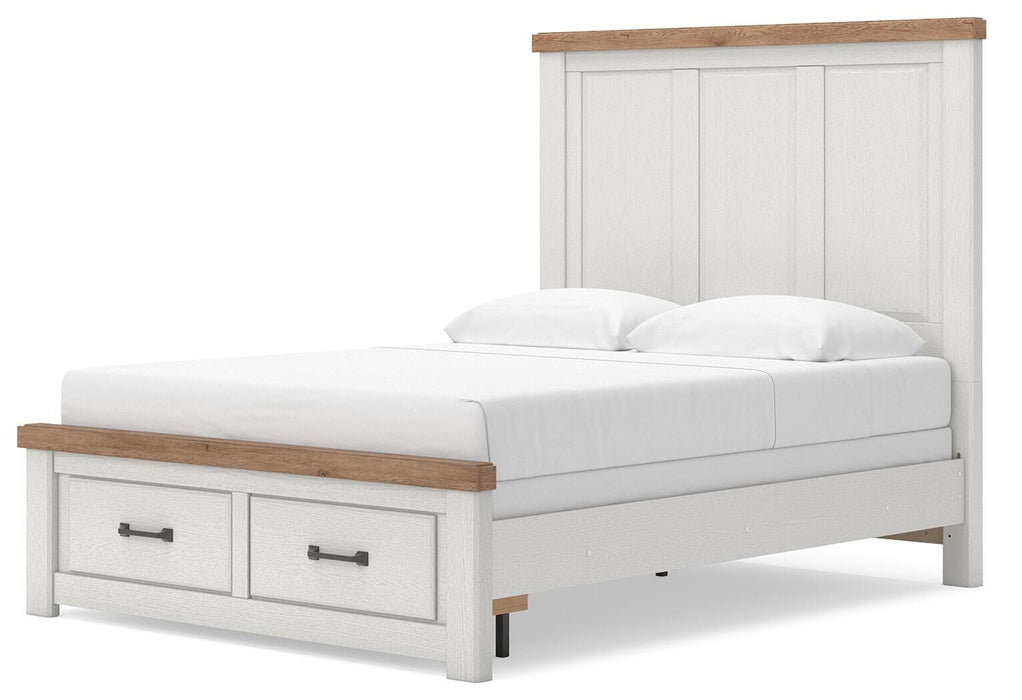 Benchcraft White/Brown Queen Panel Storage Bed