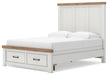 Benchcraft White/Brown Queen Panel Storage Bed