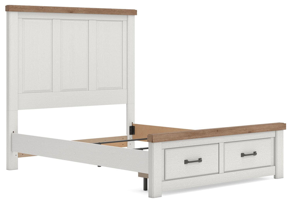 Benchcraft White/Brown Queen Panel Storage Bed