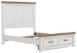 Benchcraft White/Brown Queen Panel Storage Bed