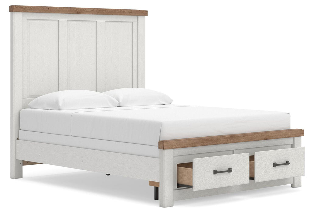 Benchcraft White/Brown Queen Panel Storage Bed