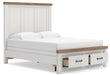 Benchcraft White/Brown Queen Panel Storage Bed