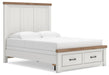 Benchcraft White/Brown Queen Panel Storage Bed