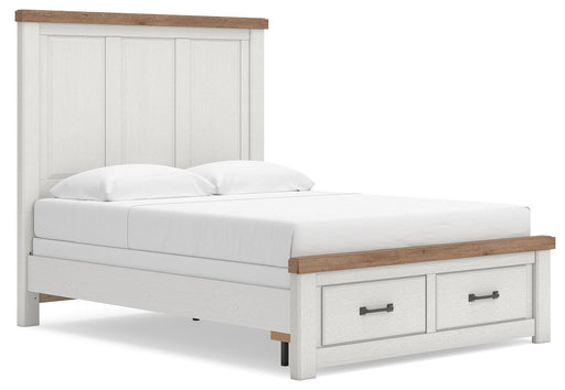 Benchcraft White/Brown Queen Panel Storage Bed