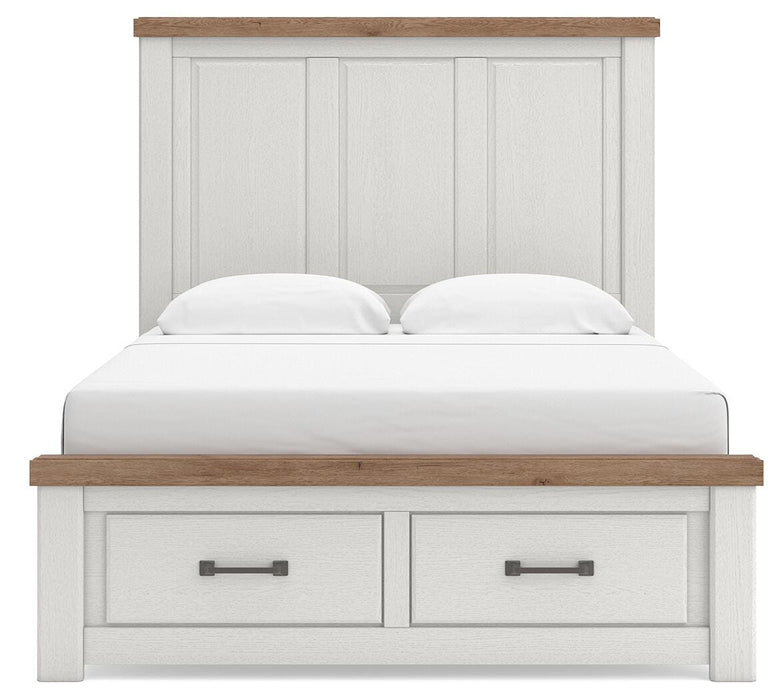 Benchcraft White/Brown Queen Panel Storage Bed