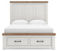 Benchcraft White/Brown Queen Panel Storage Bed