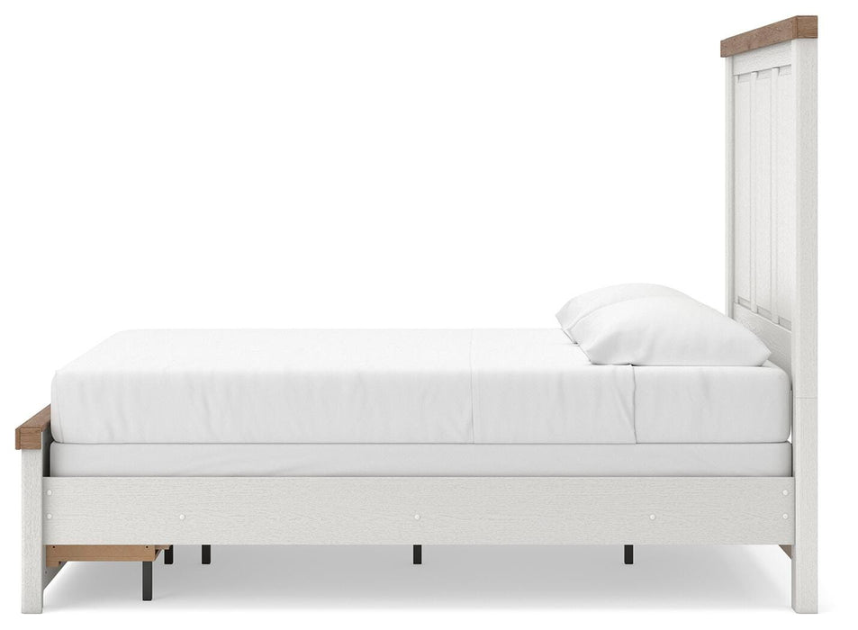 Benchcraft White/Brown Queen Panel Storage Bed