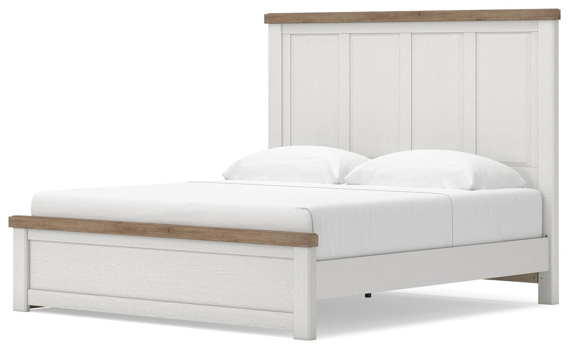 Benchcraft White/Brown King Panel Bed with Storage