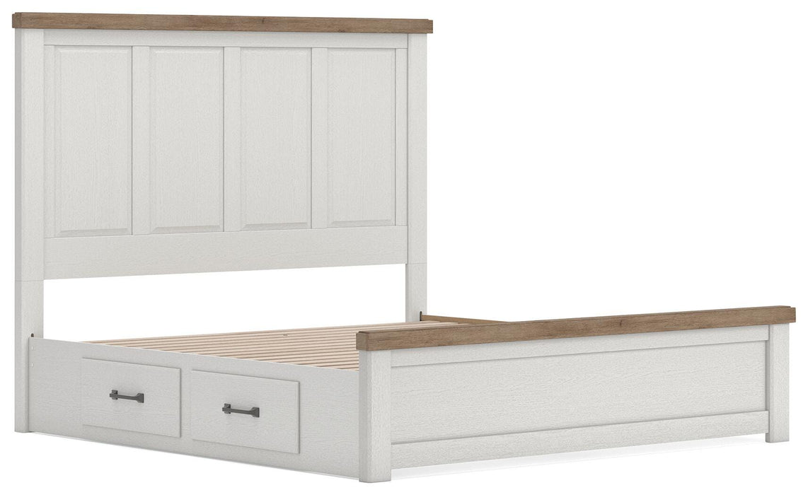 Benchcraft White/Brown King Panel Bed with Storage