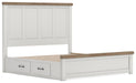 Benchcraft White/Brown King Panel Bed with Storage