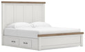 Benchcraft White/Brown King Panel Bed with Storage